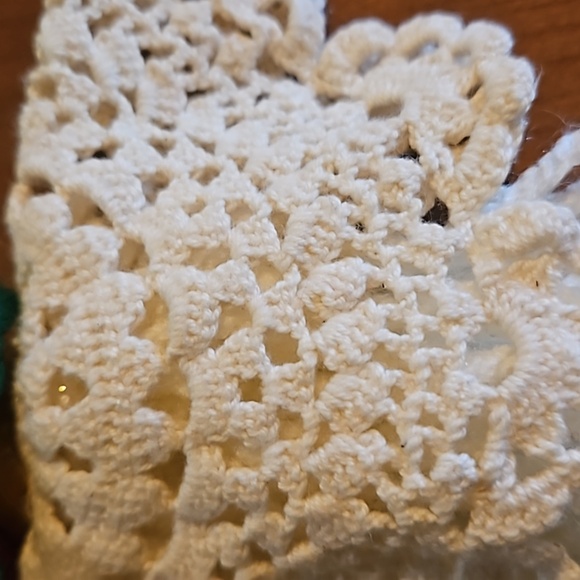 Hand Crafted Crochet Angel white green red colors multicolored plastic beaded - Picture 12 of 17